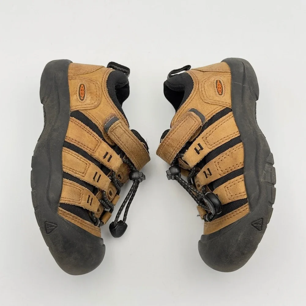 Keen Newport H2 Kids Tan Black Leather Hybrid Hiking Sandals Shoes US 11